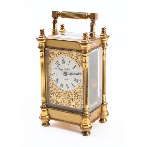 447 - Charles Frodsham, London, a modern brass carriage clock having an eight-day duration timepiece movem... 