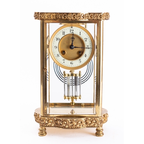 489 - A French Victorian decorative four-glass mantel clock having an eight-day duration unsigned movement... 