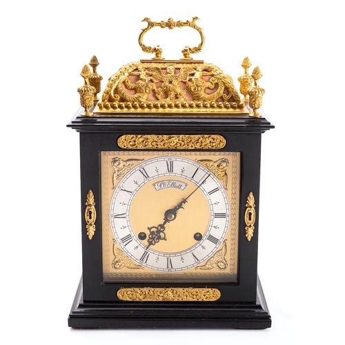 500 - Elliott, London a contemporary ebonised 17th century-style bracket Golden Jubilee clock the eight-da... 