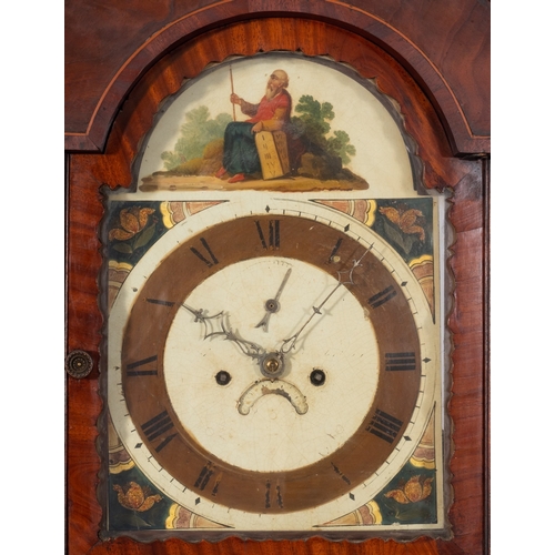 541 - A mahogany longcase clock the eight-day duration movement striking the hours on a bell with the twel... 