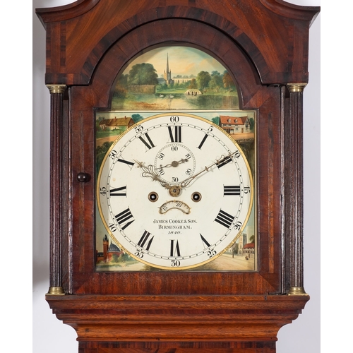 543 - James Cook & Son, Birmingham, an oak and mahogany longcase clock the eight-day duration movement str... 