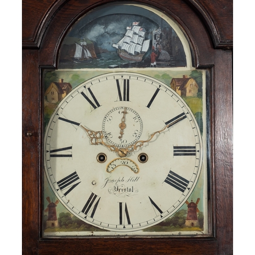 546 - Joseph Hill, Bristol, an oak rocking ship automata longcase clock the eight-day duration movement st... 