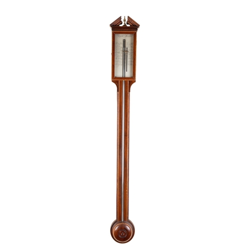 550 - Gugeri, London, a mahogany stick barometer the silvered dial signed Gugeri, London and engraved with... 