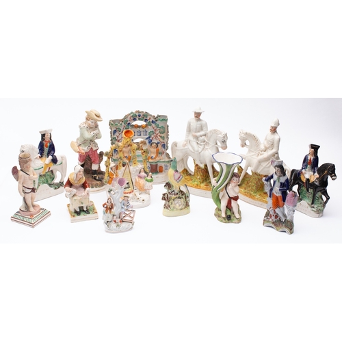 57 - A collection of Staffordshire pottery figures, comprising Lord Roberts and Baden Powell, Dick Turpin... 