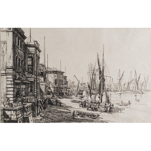 572 - Francis Dodd (British, 1874-1949) - Greenwich -  Drypoint etching - 14 x 24cm - 50 x 40cm framed -  ... 