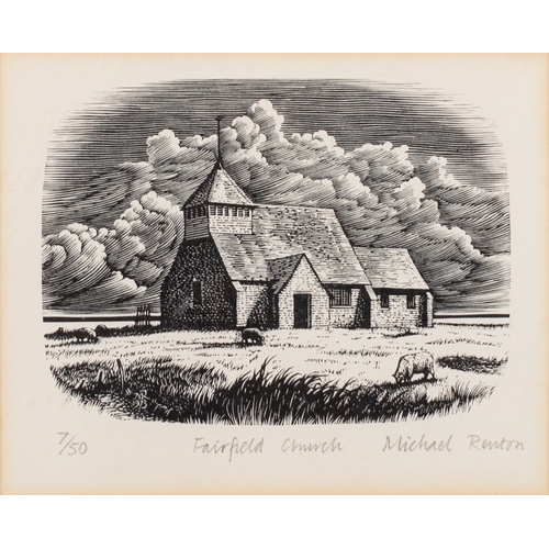 580 - Two woodcut engravings including Michael Renton (British, 1934-2001) - Fairfield Church - 10 x 12.5c... 