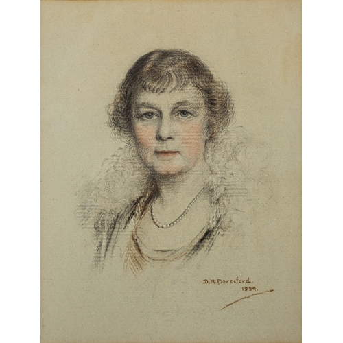 597 - D. R. Beresford (British, 20th Century) - Portrait of a lady - Pastel - 32.5 x 25cm - Signed lower r... 