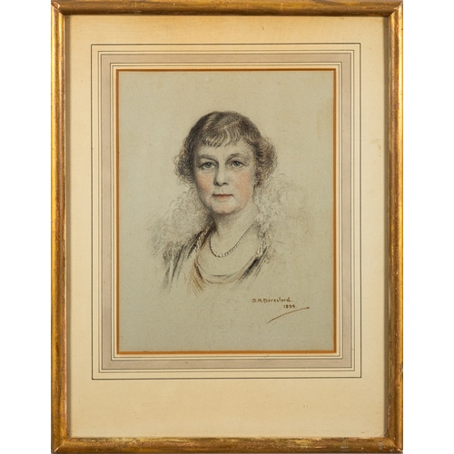 597 - D. R. Beresford (British, 20th Century) - Portrait of a lady - Pastel - 32.5 x 25cm - Signed lower r... 