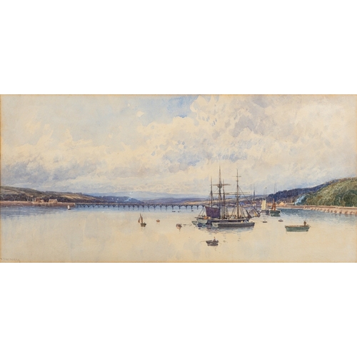 633 - Frederick John Widgery (British, 1861-1942) - Shaldon Bridge, Teignmouth - Watercolour -  20.5 x 44c... 