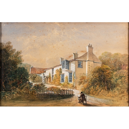 658 - British School, 19th Century - An artist sketching a country cottage - Watercolour - 21.5 x 33.5cm -... 