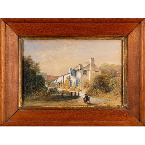 658 - British School, 19th Century - An artist sketching a country cottage - Watercolour - 21.5 x 33.5cm -... 