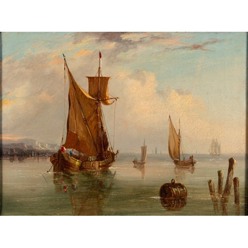 664 - Dutch School, 19th Century - Seascape with shipping white cliffs beyond - Oil on canvas - 29.5 x 40c... 