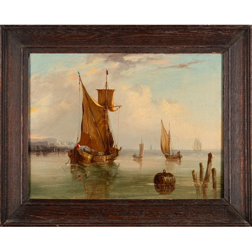 664 - Dutch School, 19th Century - Seascape with shipping white cliffs beyond - Oil on canvas - 29.5 x 40c... 