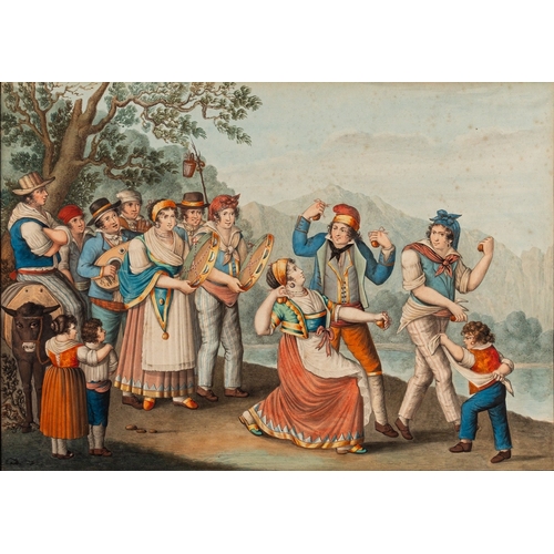 666 - Neapolitan School, 19th Century - Dancing the Tarantella at the festival of the Madonna Dell'Arco on... 