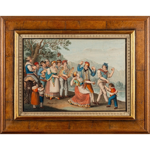 666 - Neapolitan School, 19th Century - Dancing the Tarantella at the festival of the Madonna Dell'Arco on... 