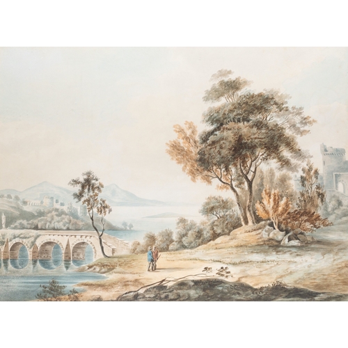 673 - British School, early 19th Century - Views in the Campagna, possibly Lake Nemi and Ponte Molle near ... 