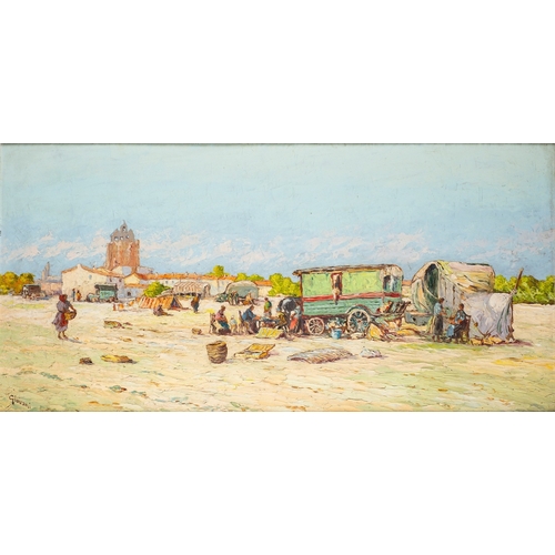 686 - Robert Giovani (Italian, 20th Century) 'Les Bohemiens aux Saintes-Maries-de-la-Mer, Provence' (A vie... 