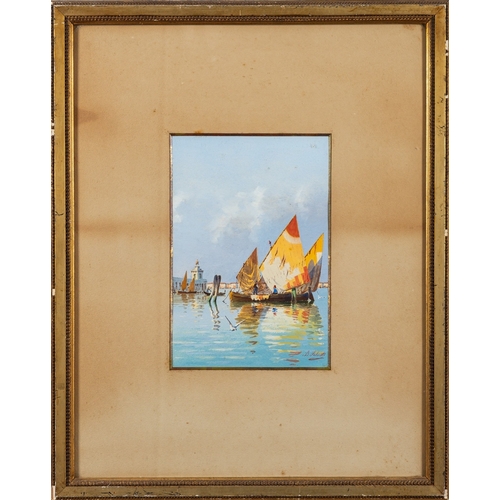 694 - B. Salviati (Italian, 19th Century) - Venetian scenes with sailboats - Four gouaches - The largest 3... 