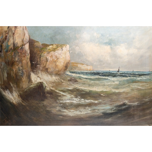 698 - J. Owen (British, 19th Century) - Coastal scenes - A pair of oils on canvas - Each 49.5 x 74cm - Eac... 