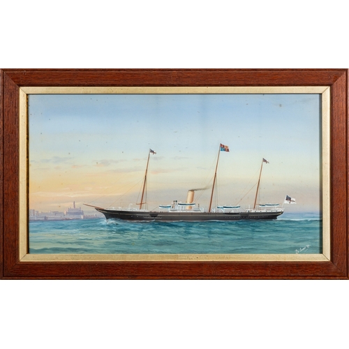 699 - Antonio de Simone (Italian, 1851-1907) - H.M.S. Surprise - Gouache - 26 x 49.5cm - Signed lower righ... 