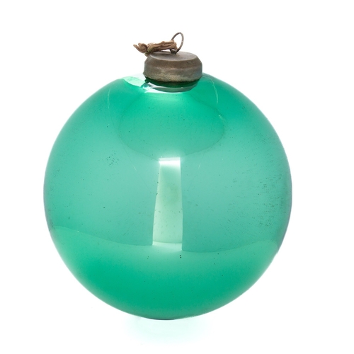 7 - A large green glass witch ball, 24cm diameter.