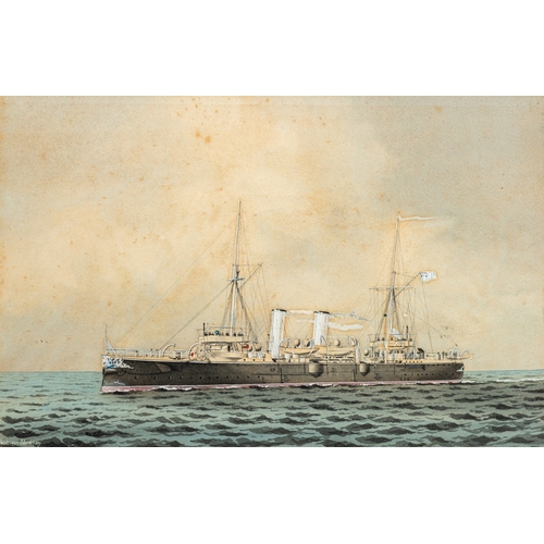 700 - William Mackenzie Thomson (British, fl. 1870-1892) Cruiser H.M.S. Katoomba - Gouache - 27.5 x 43cm -... 