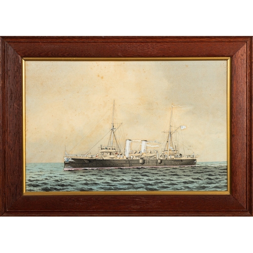 700 - William Mackenzie Thomson (British, fl. 1870-1892) Cruiser H.M.S. Katoomba - Gouache - 27.5 x 43cm -... 