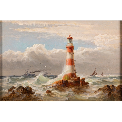 701 - William Gibbons (British, 1840-1886) - Sail and Steam off the Eddystone: John Smeaton's lighthouse -... 