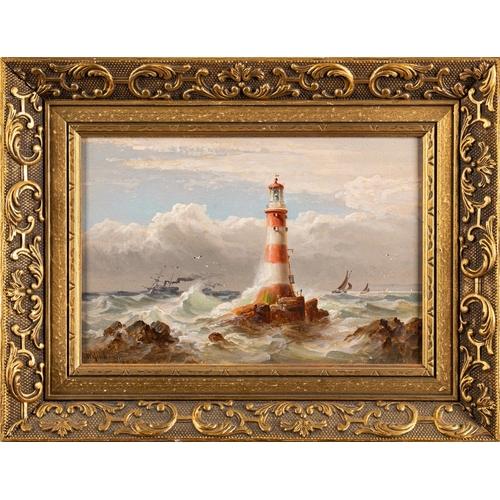 701 - William Gibbons (British, 1840-1886) - Sail and Steam off the Eddystone: John Smeaton's lighthouse -... 