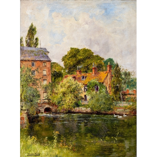 711 - Henry John Yeend King (British, 1855-1924) Mill on the Kennet Oil on canvas 60 x 45cm Signed lower l... 