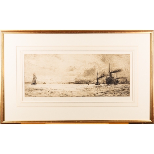 743 - William Lionel Wyllie (British,1851-1931) - The Clyde at Govan - Etching - 23 x 50.5cm - Signed lowe... 