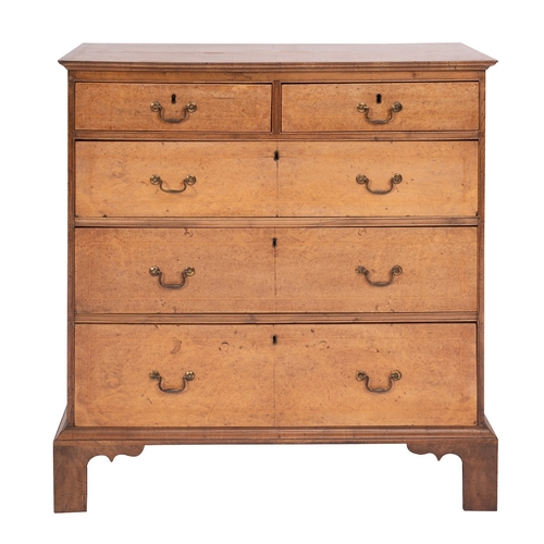 829 - A George III walnut and burr walnut chest of drawers, circa 1770; the quarter veneered top with cros... 