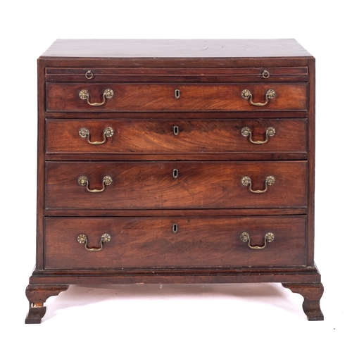 860 - An early George III mahogany rectangular chest, of small size, the top with a moulded edge, fitted w... 