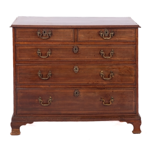 871 - A George III mahogany and later, inlaid rectangular chest, bordered with boxwood lines, the top with... 