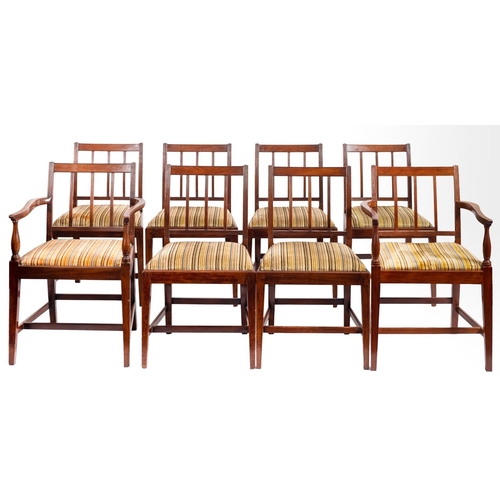 903 - A set of eight mahogany dining chairs in Regency style, 19th century; all with straight toprails and... 