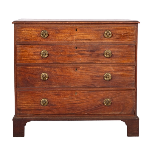 914 - A George IV mahogany rectangular chest, with a moulded top, containing four long graduated drawers, ... 