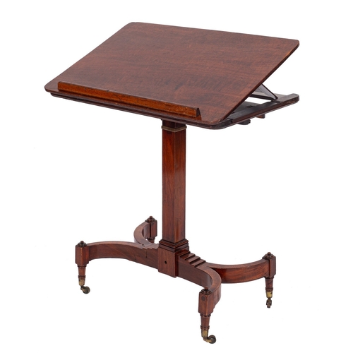 920 - A Regency mahogany reading table, the adjustable rachetted rectangular superstructure fitted with a ... 