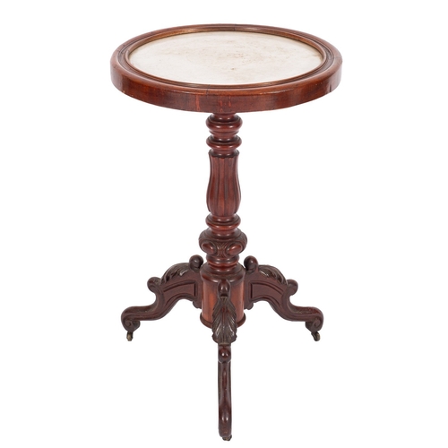 955 - A Continental mahogany and white marble topped occasional table, second quarter 19th century; the ci... 