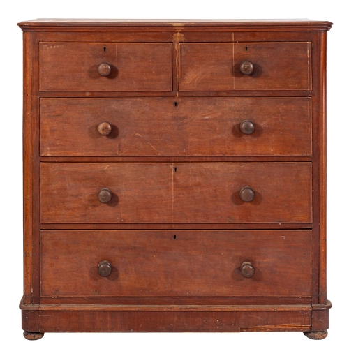 971 - A Victorian mahogany chest of drawers, circa 1870; the top with moulded edges, above two short and t... 