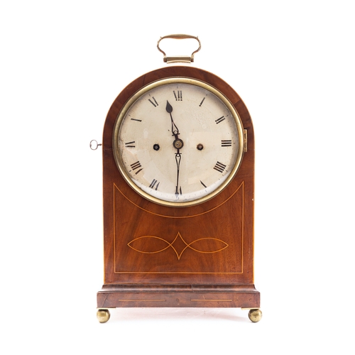 503 - A mahogany Georgian bracket clock the eight-day duration, double-fusee movement striking the hours o... 