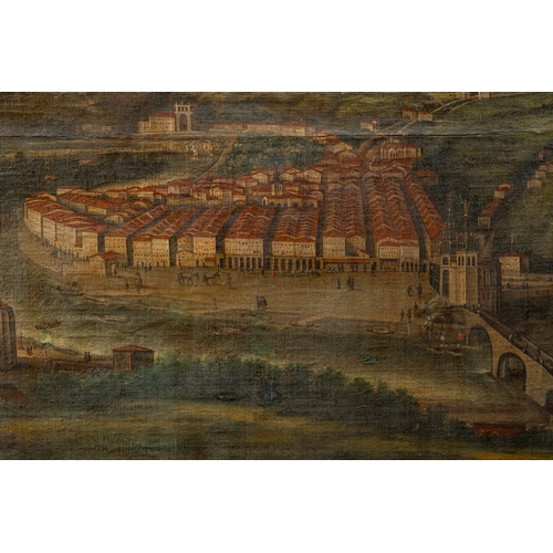 659 - Spanish School (late 17th/early 18th century) - An extensive panoramic view of the old city of Bilba... 