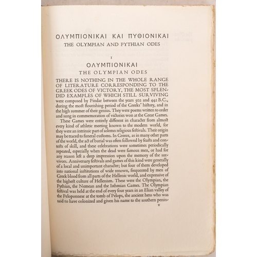 94A - SHAKESPEARE HEAD PRESS. Pindar's Odes of Victory, the Olympian and Pythian Odes, Stratford-Upon-Avon... 