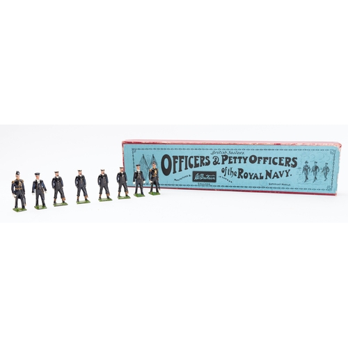 1285 - Britains toy soldiers, set 207, Officers and Petty Officers of the Royal Navy, 8 figures, Whisstock ... 