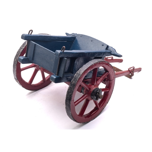 1289 - A  scratch built model of a Sussex cart by Luther Hills, blue body with red chassis and seven poked ... 