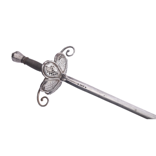 158 - A 17th century Continental Rapier, the straight double edged oval form blade with short fuller to ea... 