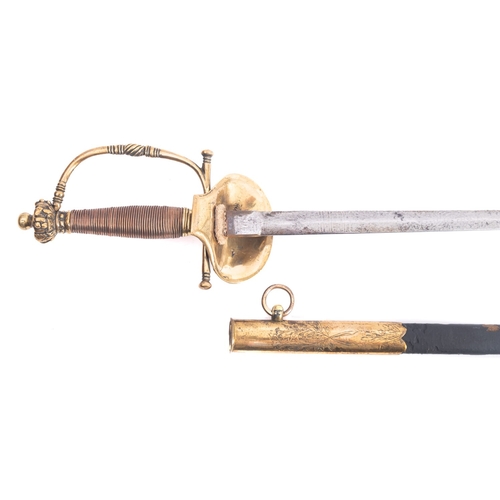 162 - A Victorian Diplomatic Court sword, the oval shaped double edged blade with acid etched decoration o... 