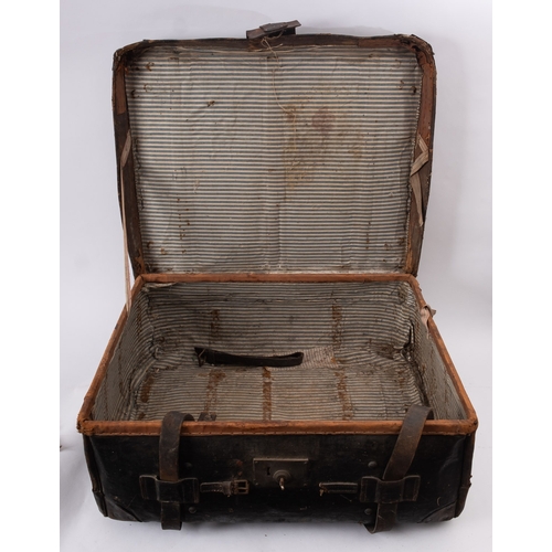 190 - A leather trunk formerly the property of Maj Edward B Herbert, 17th Lancers and ephemera, 30 cm high... 