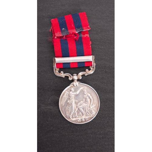 218 - A Victorian India General Service medal with single clasp '1400 Pte A Smith 1st Btn D C L Inf'.