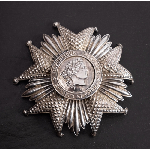 237 - Order of The Legion Of Honour. a silver Grand Officer's breast badge, facetted double ended five poi... 