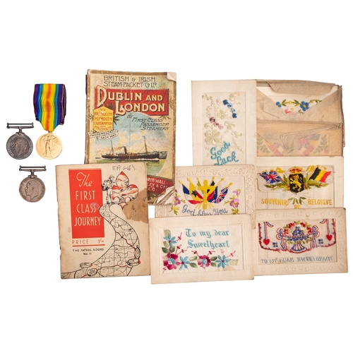 243 - A WWI pair to  'G-13510 Pte S C Downer R Suss R', together with a war Medal to '47067 Pte W Gooday K... 